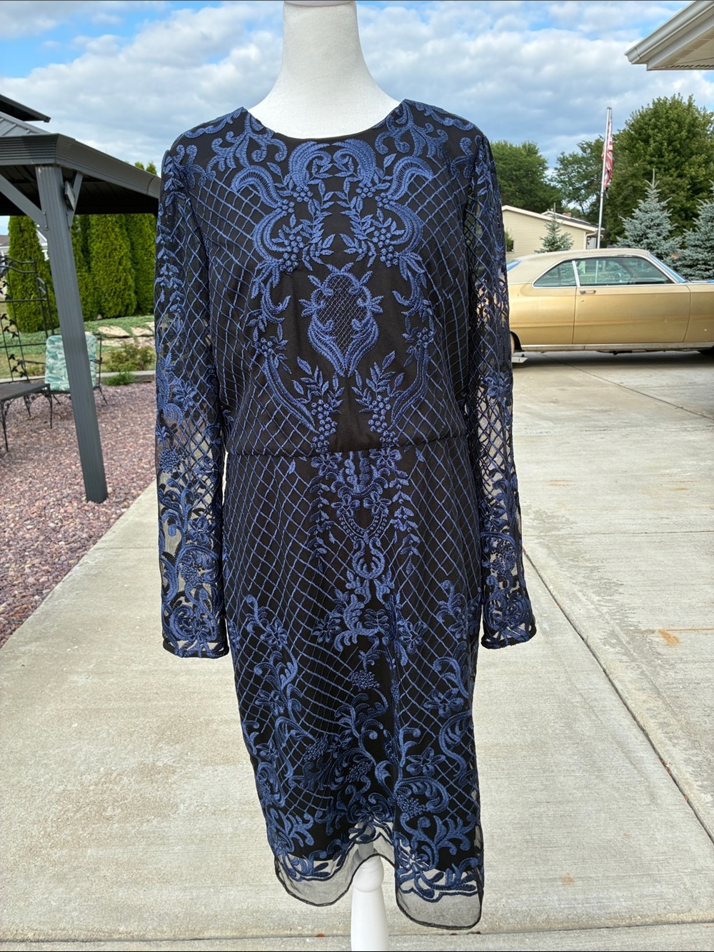 Donna Karan New York Black/Blue Lace Dress 12